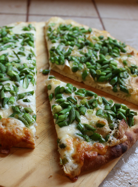 Garlic scape pizza